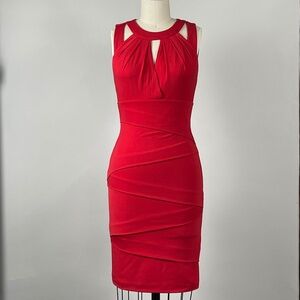 White House Black Market Instantly Slimming Red Dress with Black Lining - Size 0